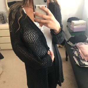 Black fishnet cardigan